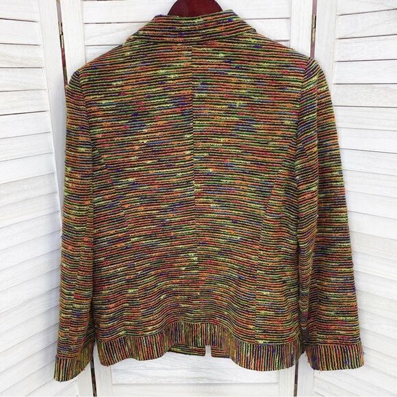 Lee Dong Soo Space Dye Chenille Full Zip Blazer Jacket Yellow Multi Large - Picture 10 of 16